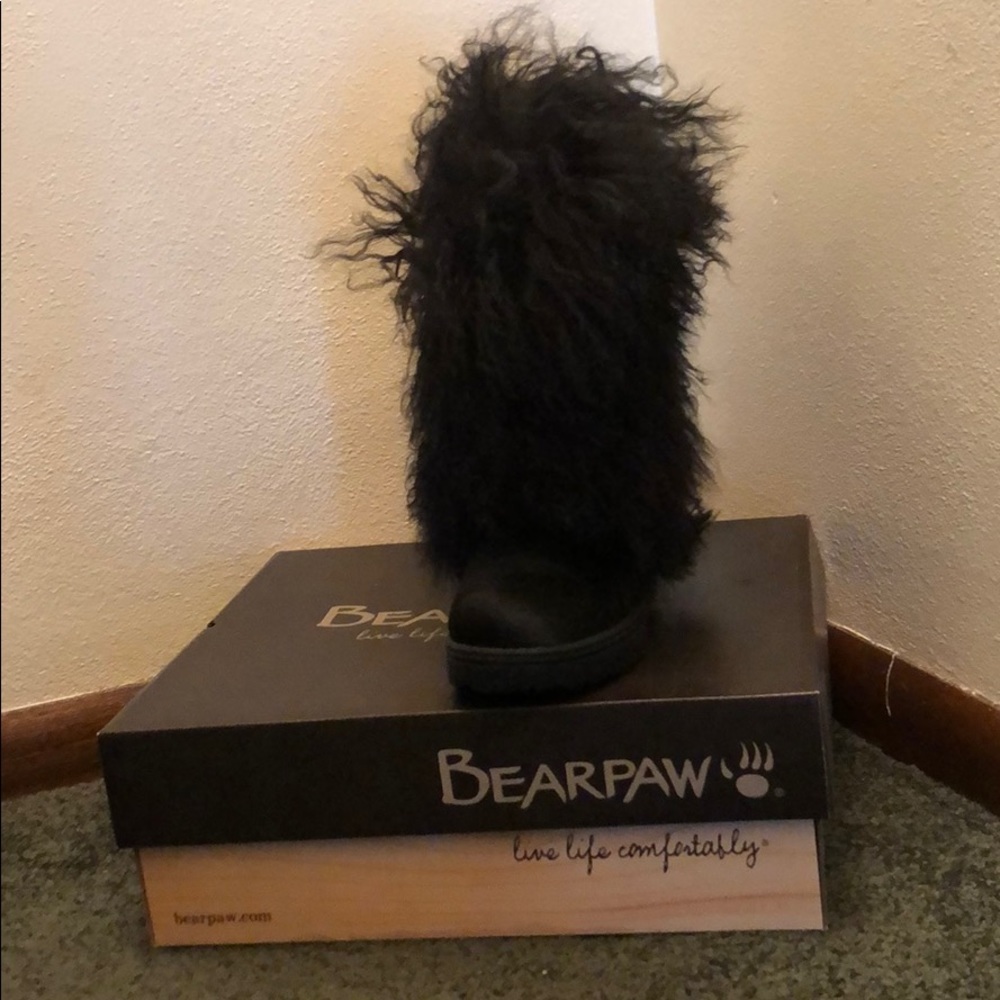Black furry boots